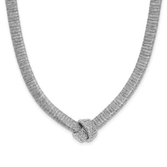 Brand New, Leslie's Sterling Silver Rhodium-Plated Wrapped Knot Necklace